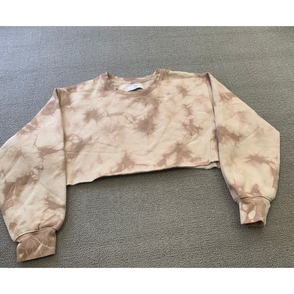TNA Women Size 1 Brown Tie Dye Cropped Crewneck‎ Sweatshirt